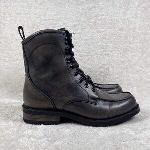 Freebird Idaho Boots Mens Sz 11‎ Gray Leather Combat Style Distressed Side Zip